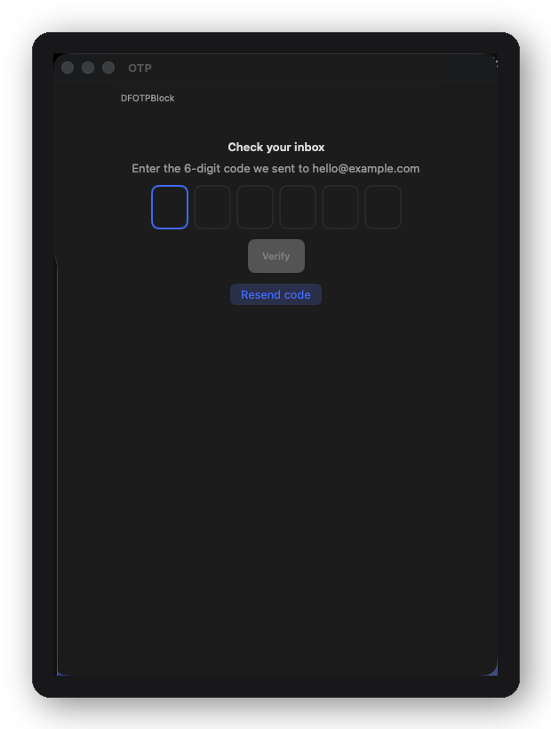 DFOTPBlock — one-time passcode entry with auto-advance
