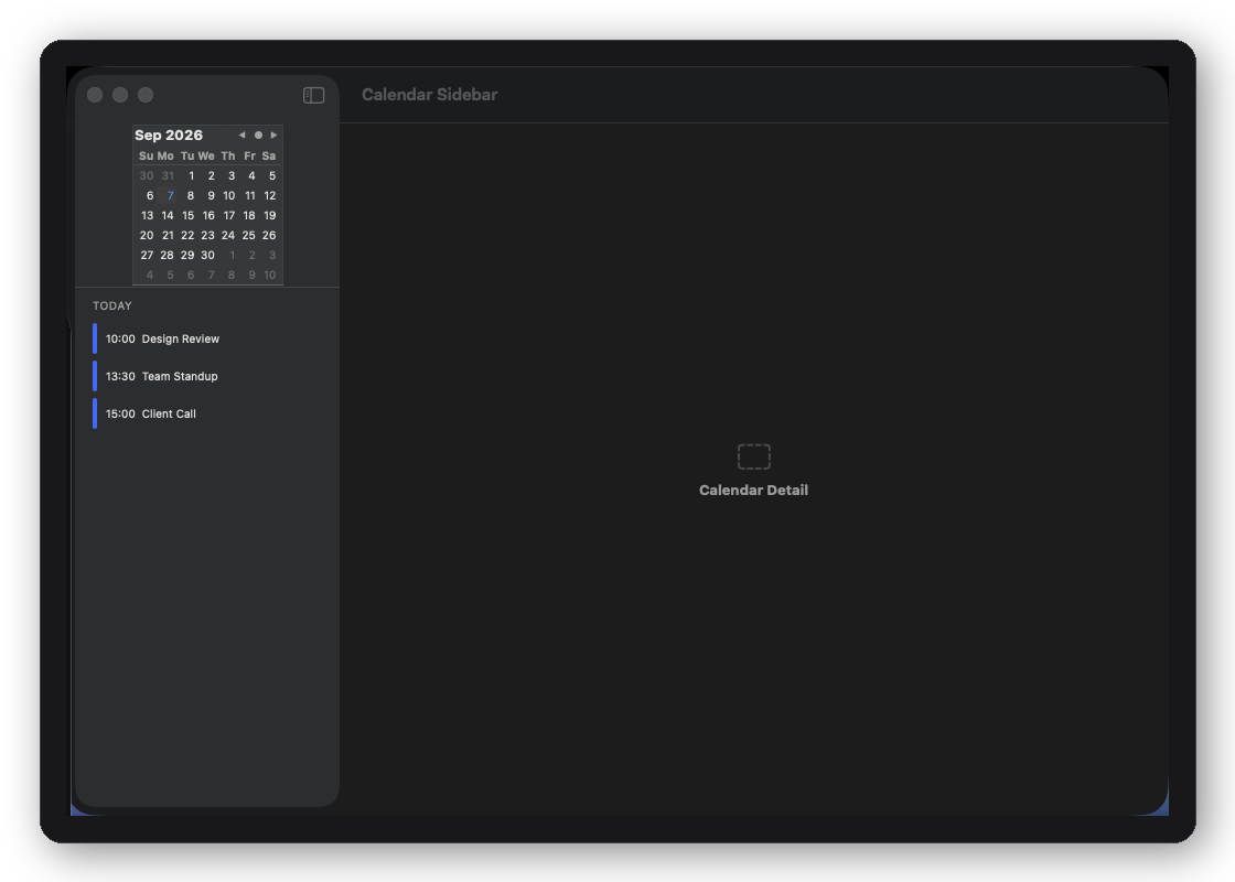 DFCalendarSidebarShell layout