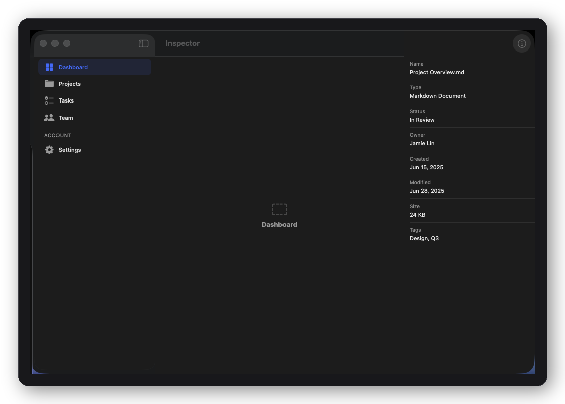 DFRightInspectorShell layout