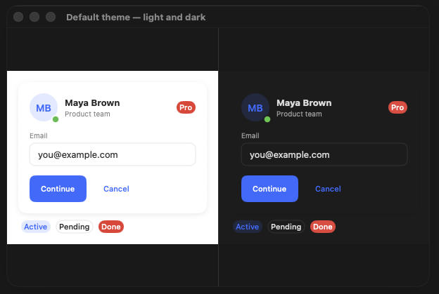 Default theme — light and dark